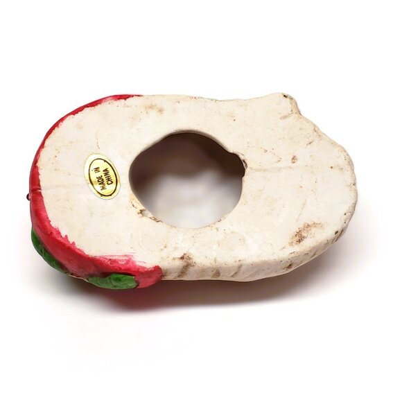 Santa Claus Head Christmas Ornament Bisque Porcelain Holly 3" Tall - Picture 5 of 6